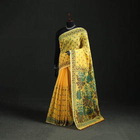 Hand Embroidered Chapa Work Silk Cotton Saree 05