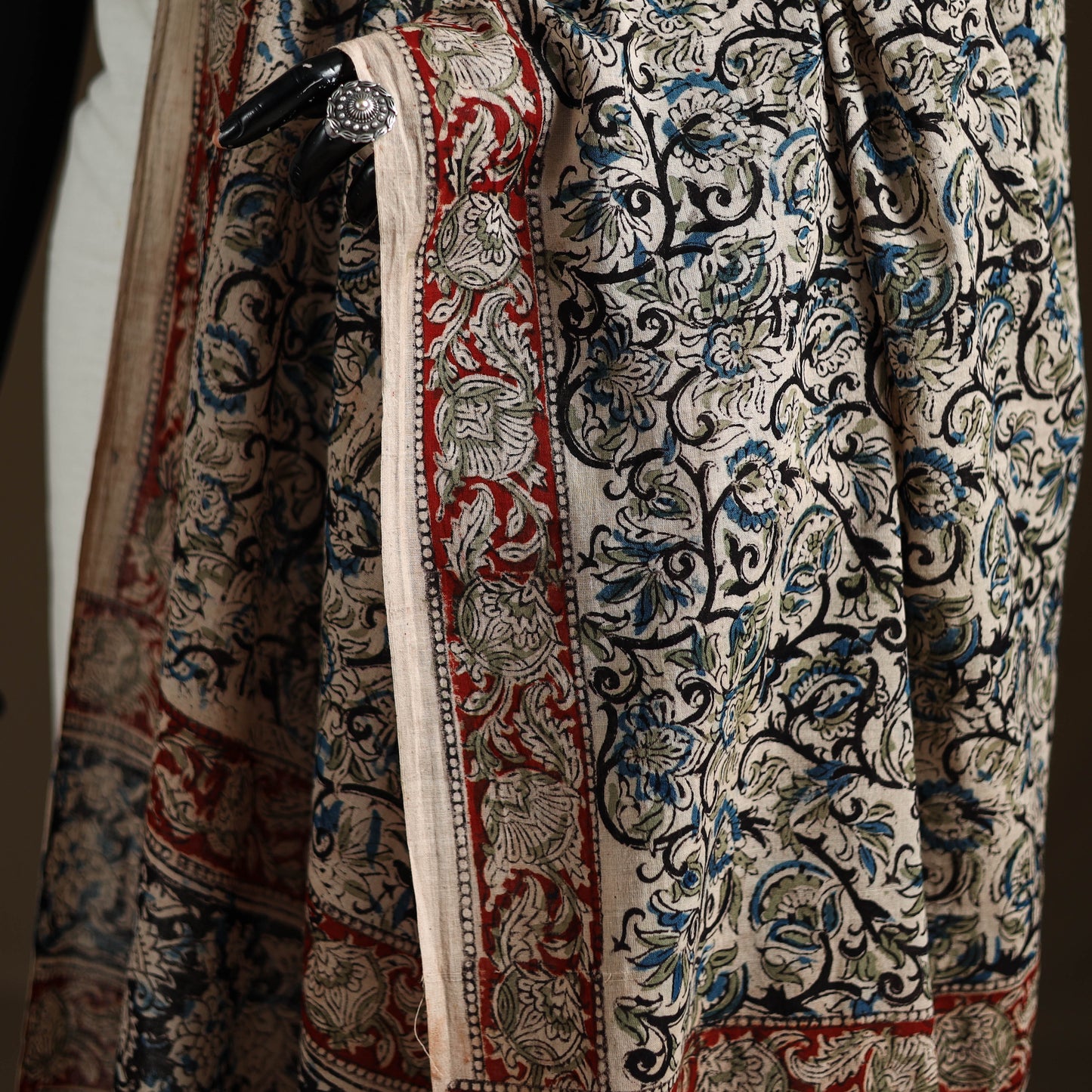 Kalamkari Hand Block Print Natural Dyed Cotton Dupatta 02