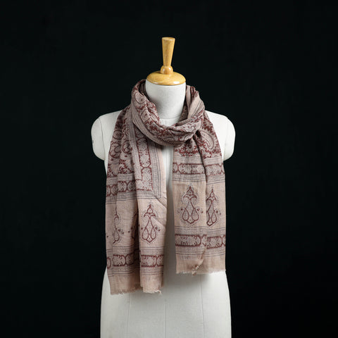 Pure Merino Wool Stole in Pedana Kalamkari Block Prints 17