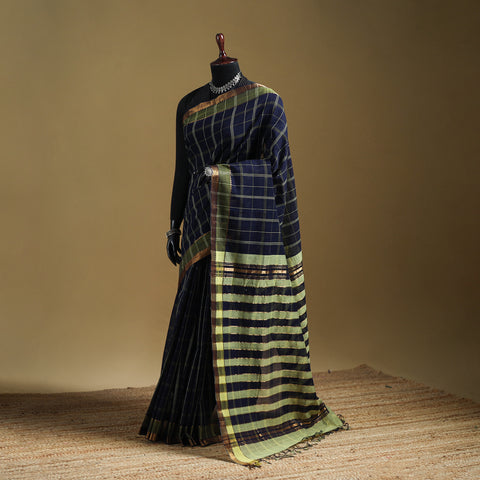 Pure Handwoven Zari Checks Mangalagiri Cotton Saree 32