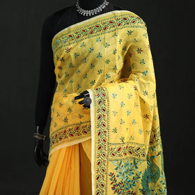 Hand Embroidered Chapa Work Silk Cotton Saree 05