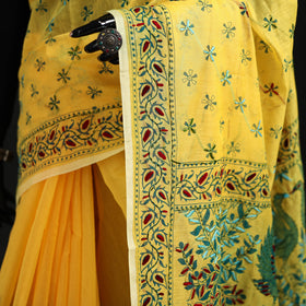 Hand Embroidered Chapa Work Silk Cotton Saree 05