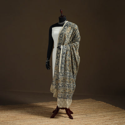 Kalamkari Hand Block Print Natural Dyed Cotton Dupatta 03