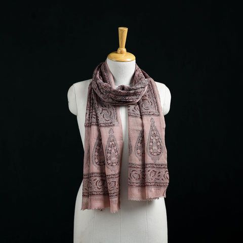 Pure Merino Wool Stole in Pedana Kalamkari Block Prints 20