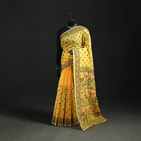 Hand Embroidered Chapa Work Silk Cotton Saree 06