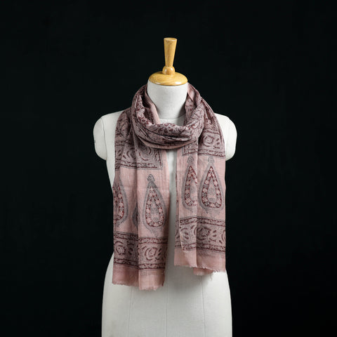 Pure Merino Wool Stole in Pedana Kalamkari Block Prints 22