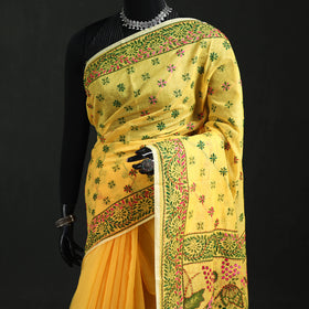 Hand Embroidered Chapa Work Silk Cotton Saree 06