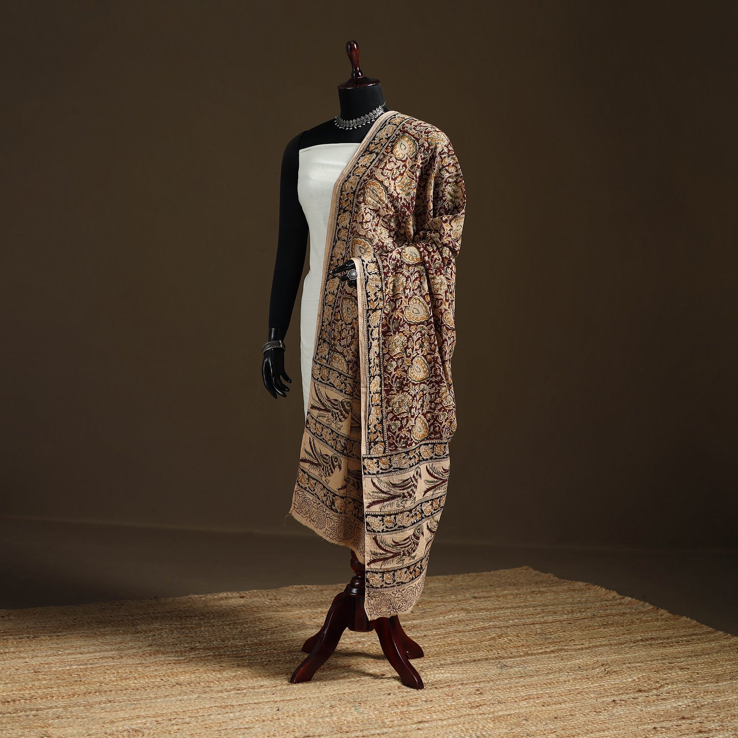 Kalamkari Hand Block Print Natural Dyed Cotton Dupatta 04