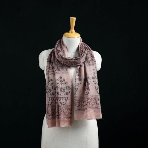 Pure Merino Wool Stole in Pedana Kalamkari Block Prints 23