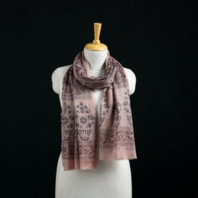 Pure Merino Wool Stole in Pedana Kalamkari Block Prints 23