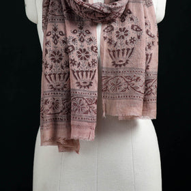 Pure Merino Wool Stole in Pedana Kalamkari Block Prints 24