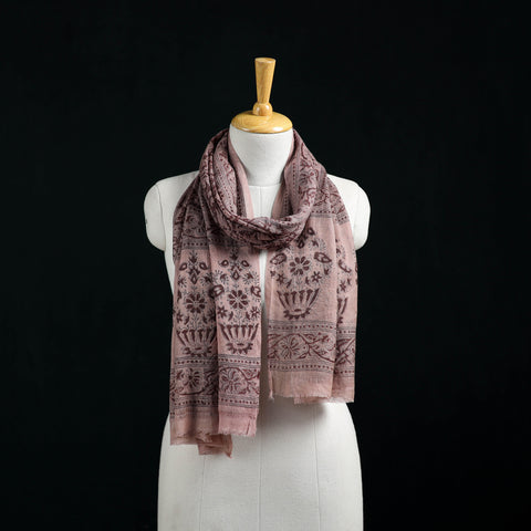 Pure Merino Wool Stole in Pedana Kalamkari Block Prints 24