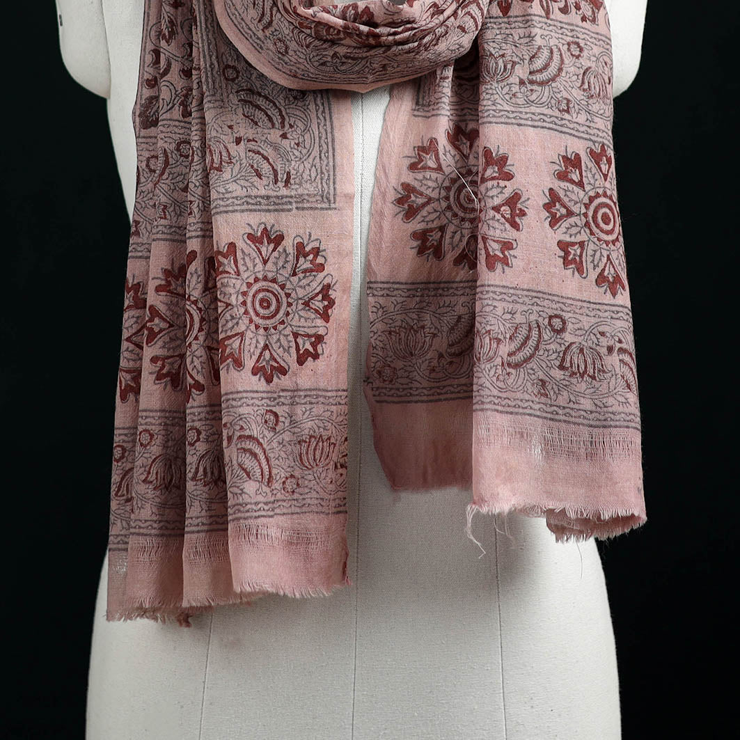 Pure Merino Wool Stole in Pedana Kalamkari Block Prints 25