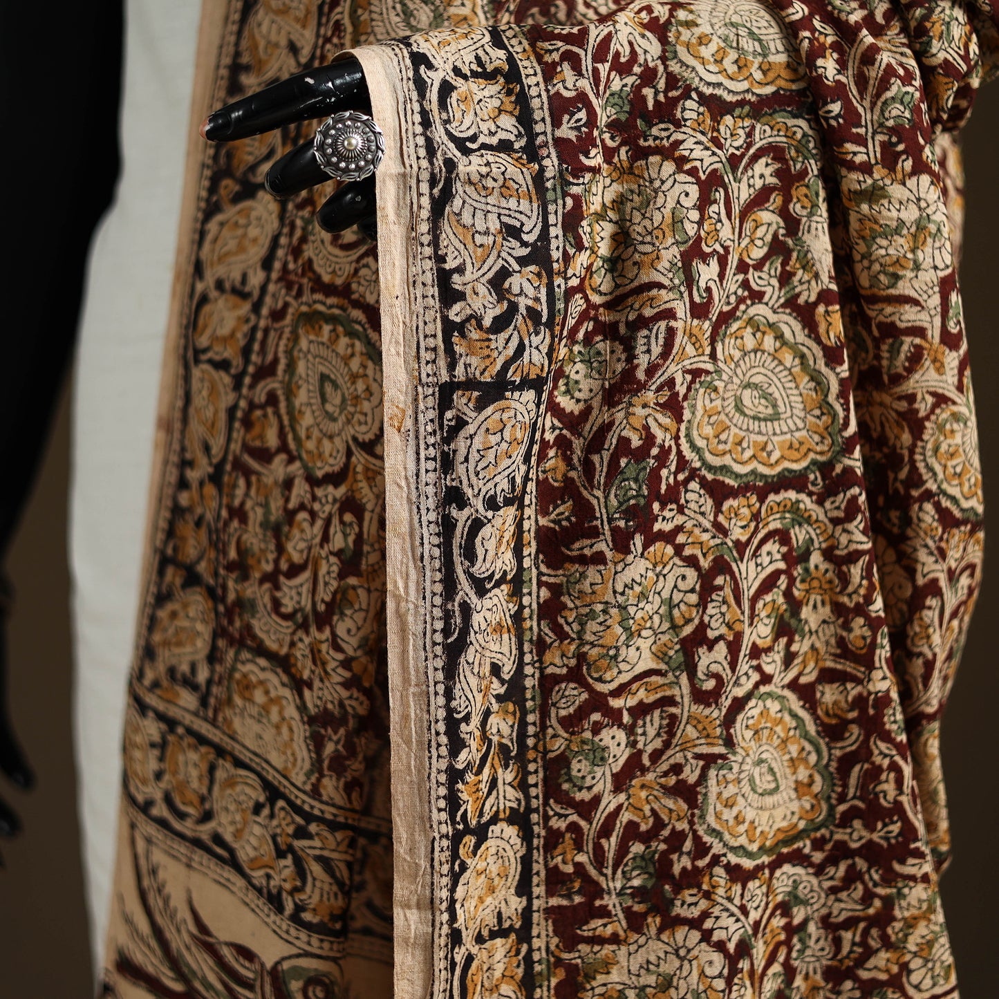 Kalamkari Hand Block Print Natural Dyed Cotton Dupatta 04