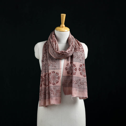 Pure Merino Wool Stole in Pedana Kalamkari Block Prints 25