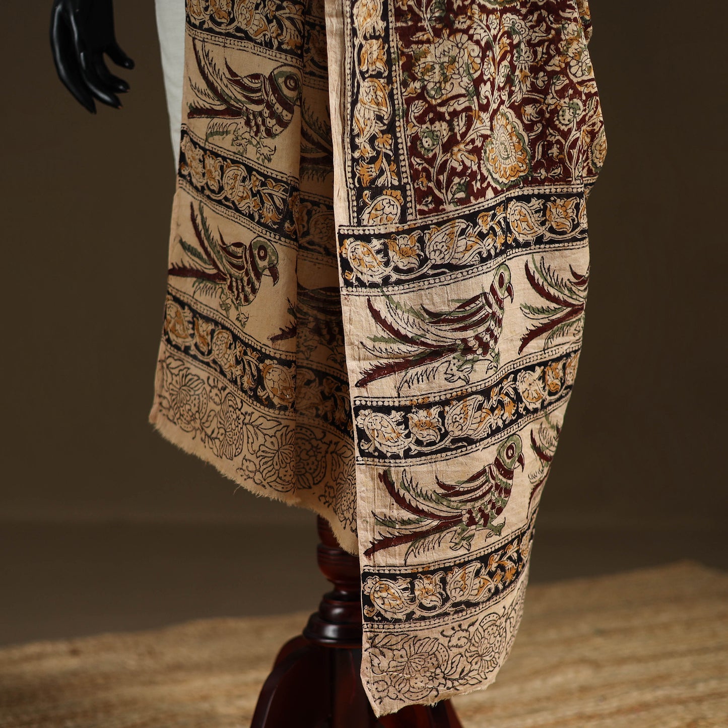 Kalamkari Hand Block Print Natural Dyed Cotton Dupatta 04