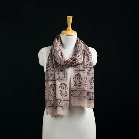 Pure Merino Wool Stole in Pedana Kalamkari Block Prints 27