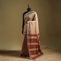 Beige - Pure Handwoven Mangalagiri Cotton Saree with Zari Border 34