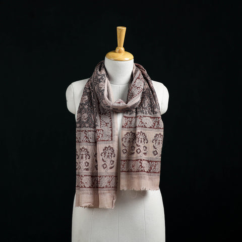 Pure Merino Wool Stole in Pedana Kalamkari Block Prints 28