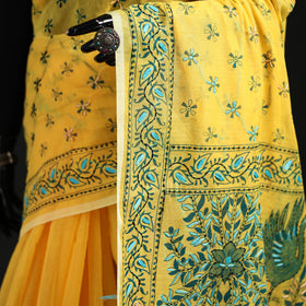 Hand Embroidered Chapa Work Silk Cotton Saree 07