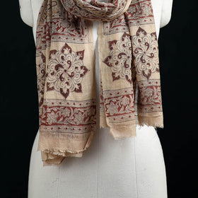 Pure Merino Wool Stole in Pedana Kalamkari Block Prints 30