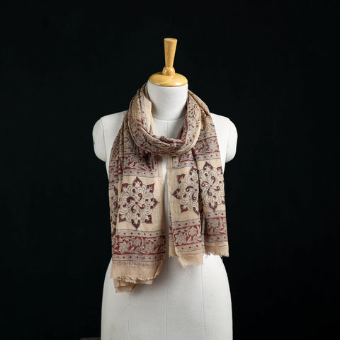 Pure Merino Wool Stole in Pedana Kalamkari Block Prints 30