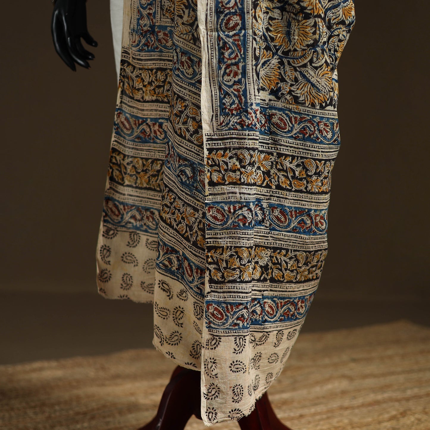 Kalamkari Hand Block Print Natural Dyed Cotton Dupatta 05