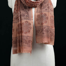 Pure Merino Wool Stole in Pedana Kalamkari Block Prints 31