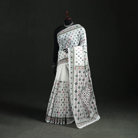 Hand Embroidered Chapa Work Silk Cotton Saree 08