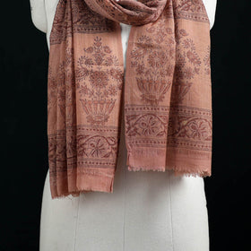 Pure Merino Wool Stole in Pedana Kalamkari Block Prints 33