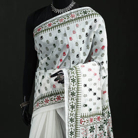 Hand Embroidered Chapa Work Silk Cotton Saree 08