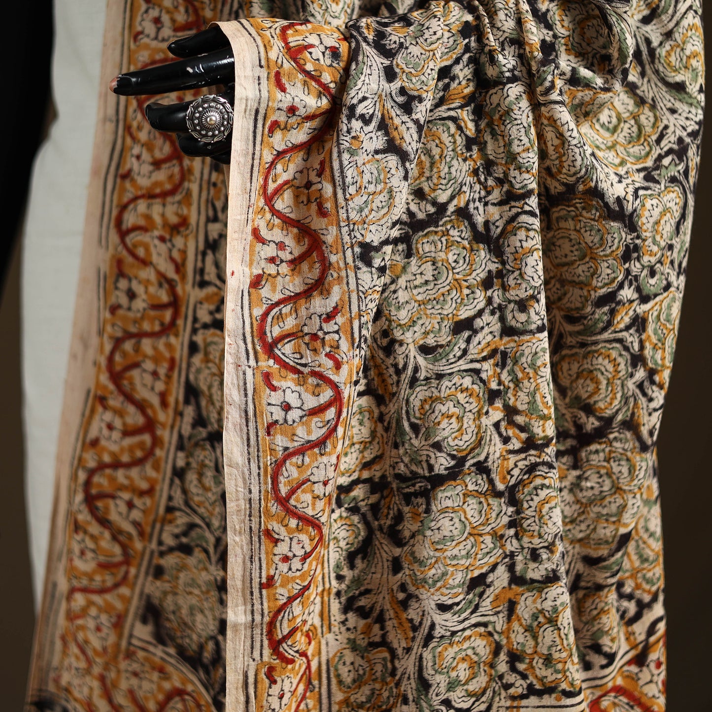 Kalamkari Hand Block Print Natural Dyed Cotton Dupatta 06