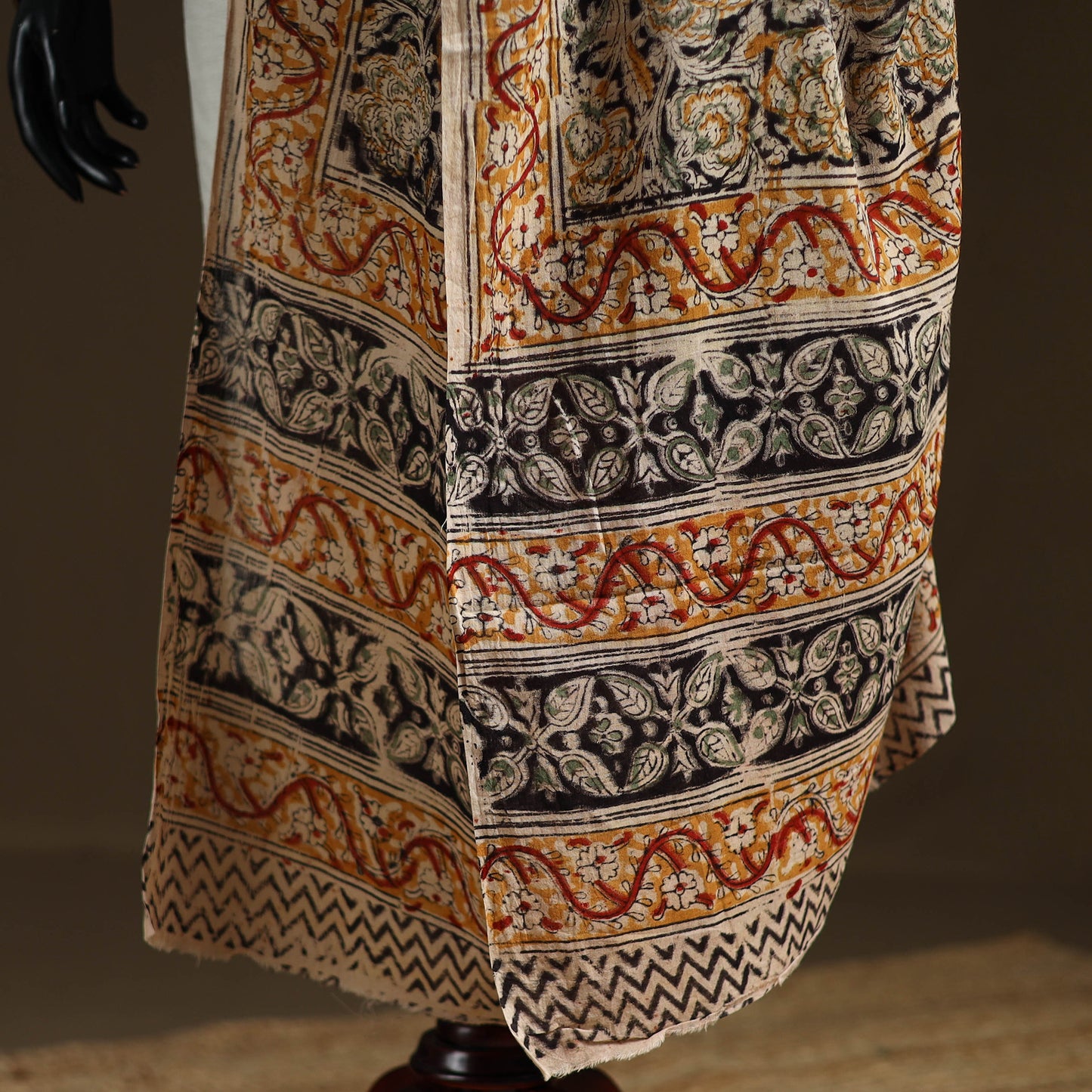 Kalamkari Hand Block Print Natural Dyed Cotton Dupatta 06