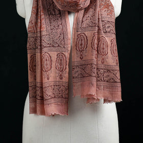 Pure Merino Wool Stole in Pedana Kalamkari Block Prints 36