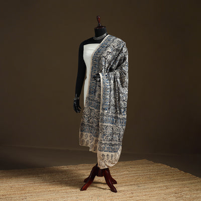 Kalamkari Hand Block Print Natural Dyed Cotton Dupatta 07