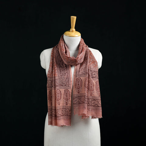 Pure Merino Wool Stole in Pedana Kalamkari Block Prints 36