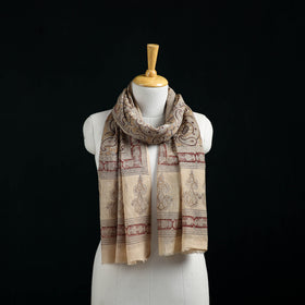 Pure Merino Wool Stole in Pedana Kalamkari Block Prints 37