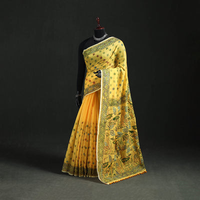Hand Embroidered Chapa Work Silk Cotton Saree 09