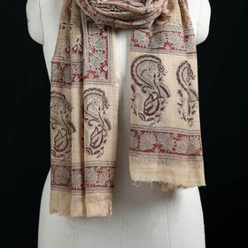 Pure Merino Wool Stole in Pedana Kalamkari Block Prints 38
