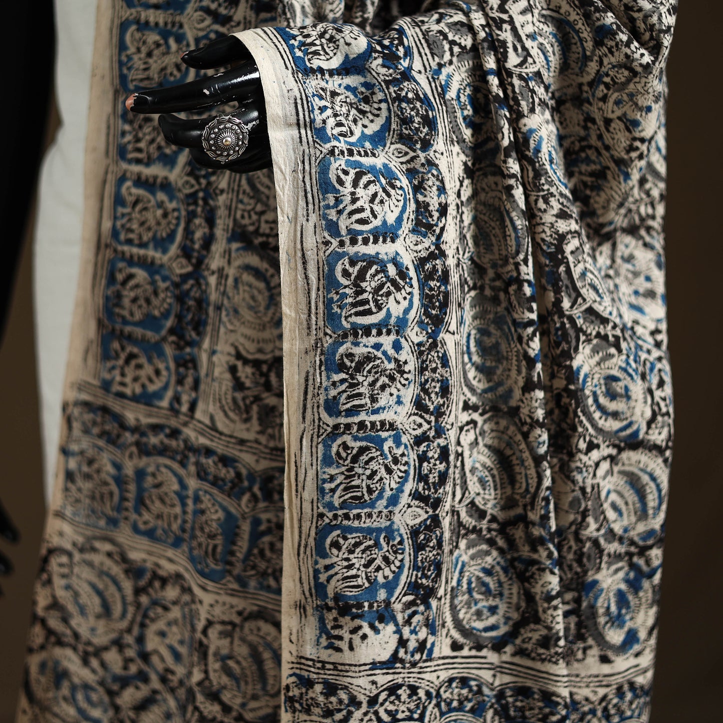 Kalamkari Hand Block Print Natural Dyed Cotton Dupatta 07