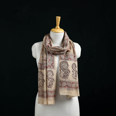 Pure Merino Wool Stole in Pedana Kalamkari Block Prints 38