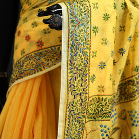 Hand Embroidered Chapa Work Silk Cotton Saree 09