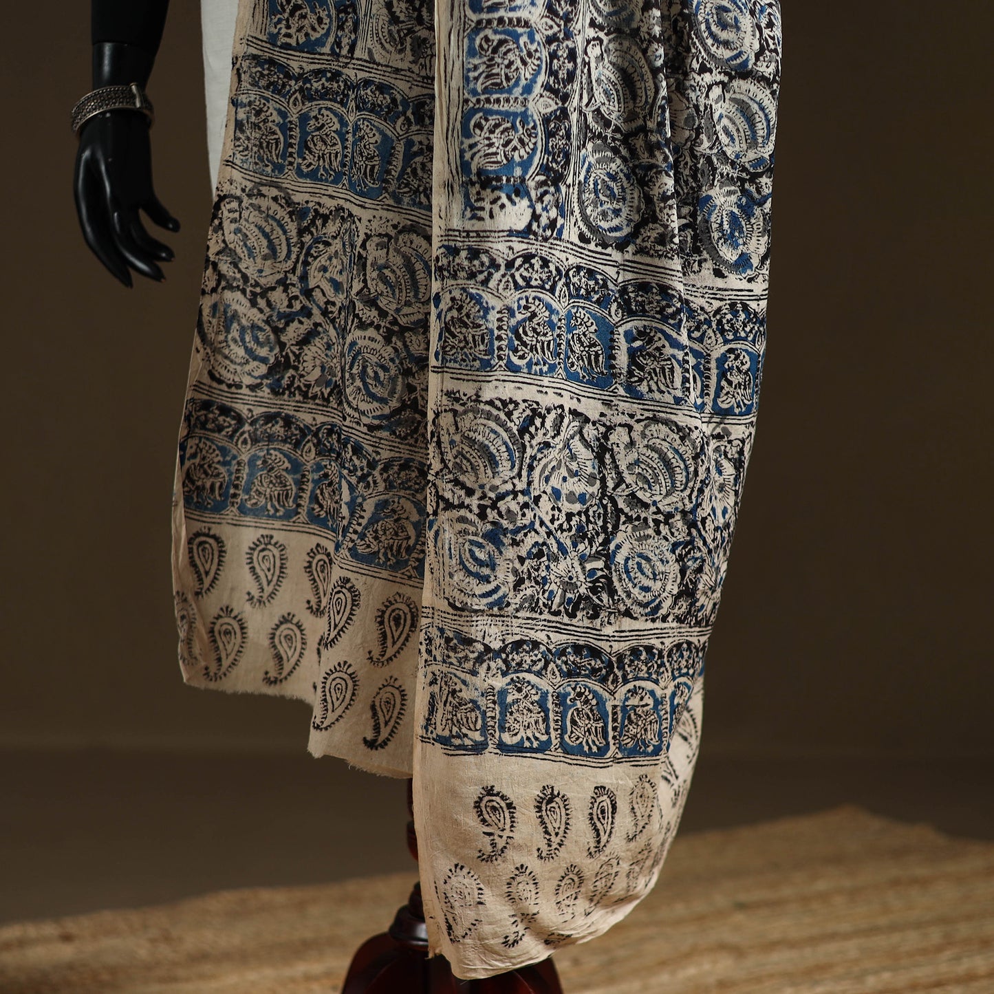 Kalamkari Hand Block Print Natural Dyed Cotton Dupatta 07