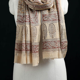 Pure Merino Wool Stole in Pedana Kalamkari Block Prints 40
