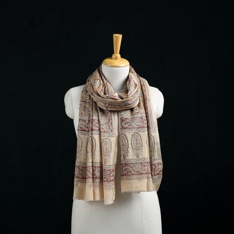Pure Merino Wool Stole in Pedana Kalamkari Block Prints 40