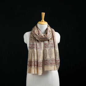 Pure Merino Wool Stole in Pedana Kalamkari Block Prints 40