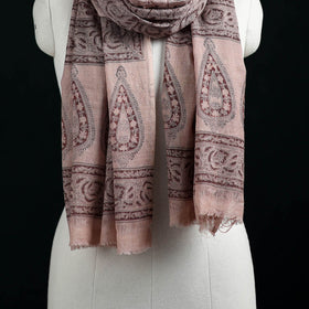 Pure Merino Wool Stole in Pedana Kalamkari Block Prints 41