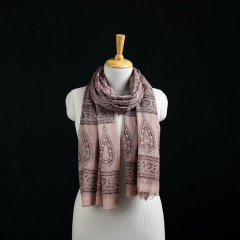 Pure Merino Wool Stole in Pedana Kalamkari Block Prints 41