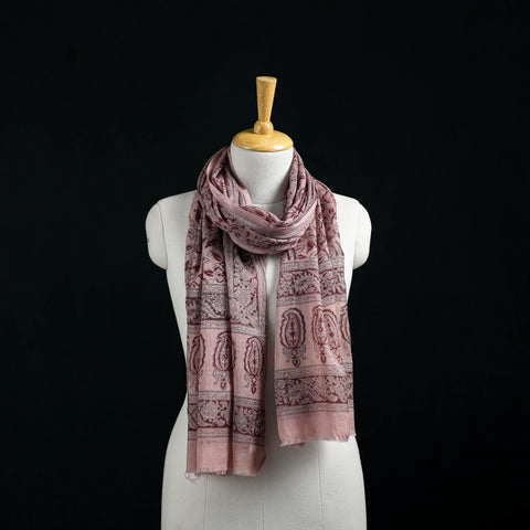 Pure Merino Wool Stole in Pedana Kalamkari Block Prints 42