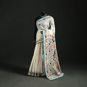 Hand Embroidered Chapa Work Silk Cotton Saree 10
